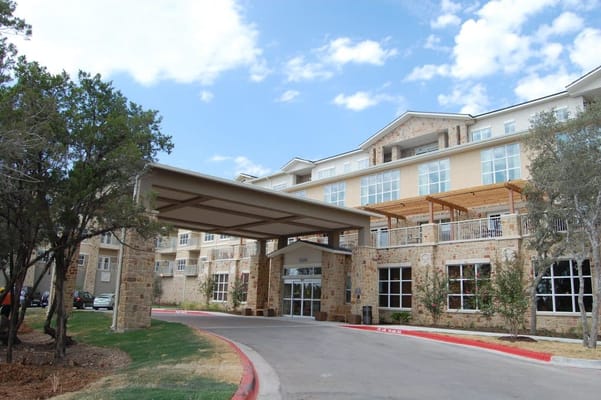 Exterior view of a nursing home facility entrance