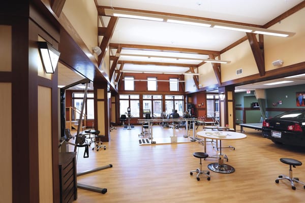 Interior view of a therapy room with equipment