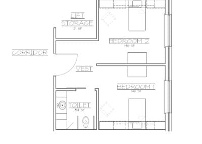 Architectural floor plan of a residential unit