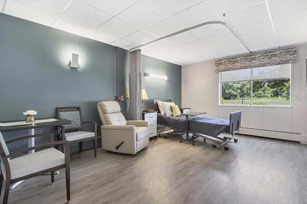 Cozy resident room with a view and modern furniture