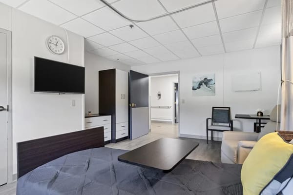 Bright interior of a resident's private room