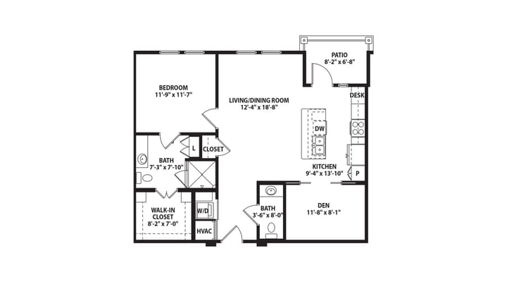 Architectural floor plan of a resident unit
