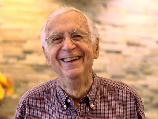 Smiling resident in a friendly atmosphere