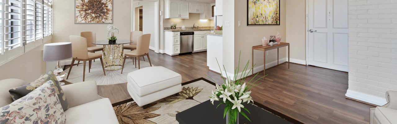 Bright living area with modern furnishings and decor