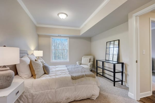 Cozy interior view of a private resident room