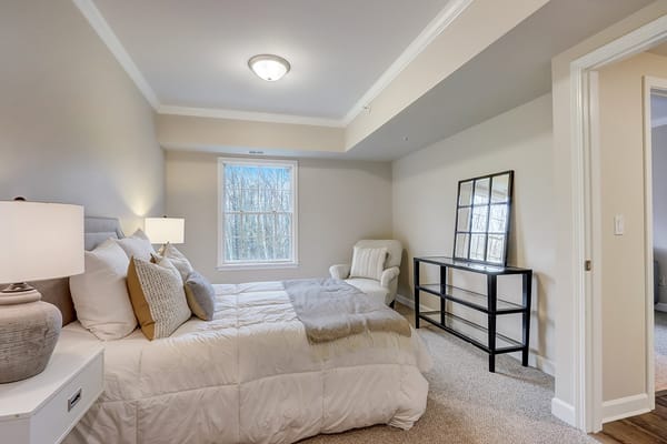 Cozy interior view of a private resident room