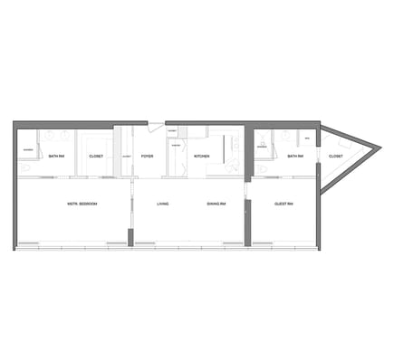 Architectural floor plan of a resident unit