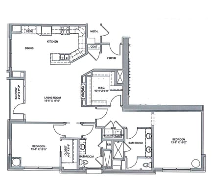 Architectural floor plan of a residence layout