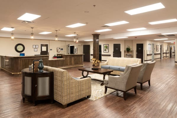 Interior view of a common area in a nursing home