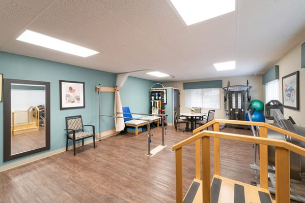 Interior view of a therapy room in a senior care facility
