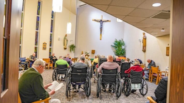 Residents gathered in a common area for an activity