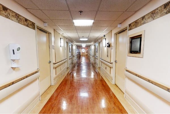 Long corridor in a nursing home facility