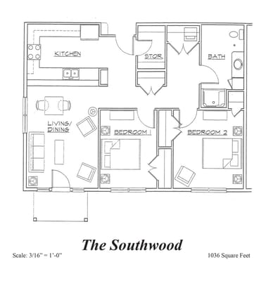 Architectural floor plan of The Southwood layout