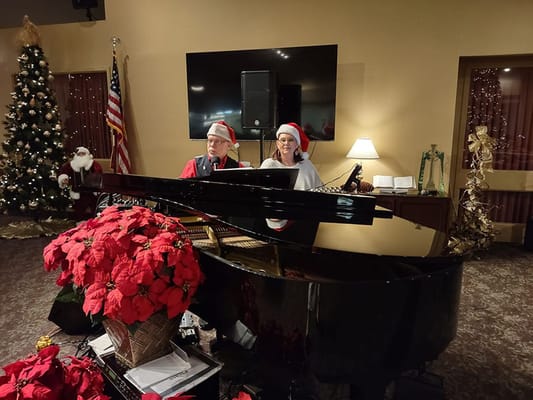Residents enjoying live music during a festive celebration