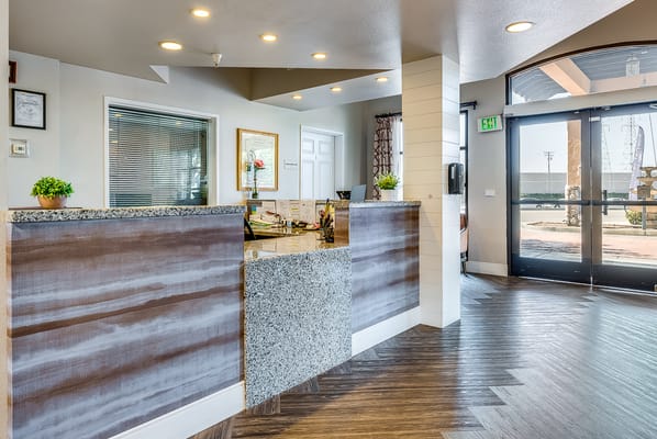 Modern reception area in a senior living facility