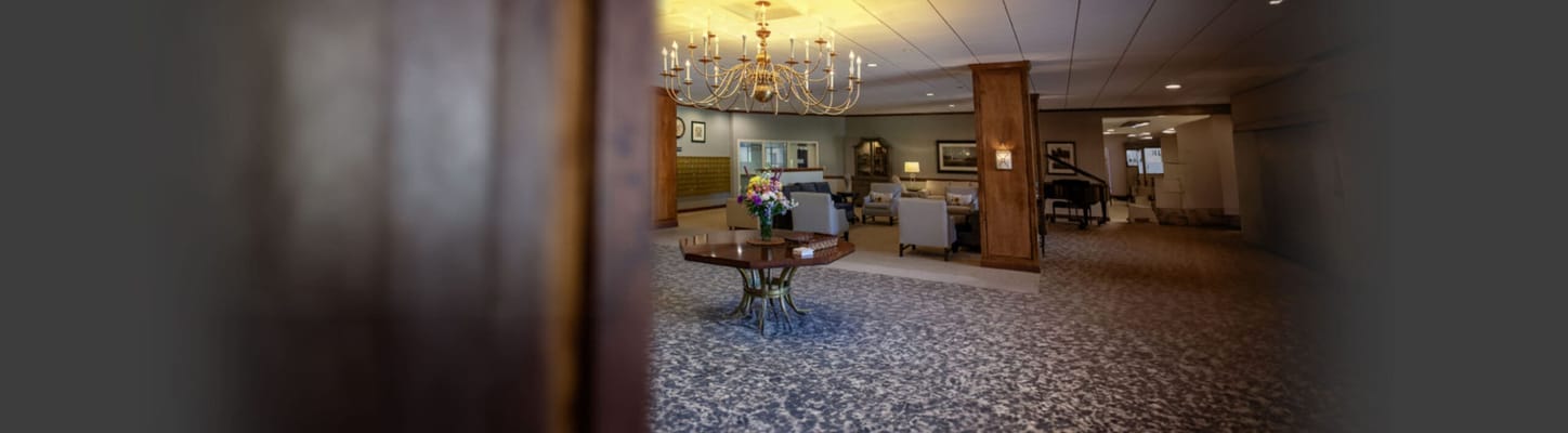 Interior view of a welcoming common area with seating