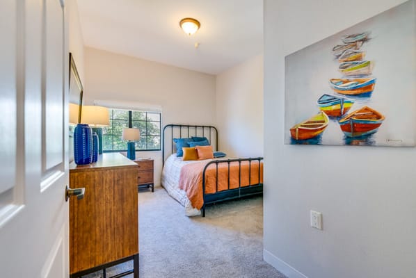 Cozy private room with a view and colorful decor