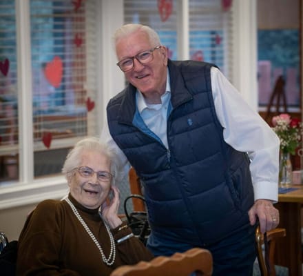 Residents smiling together in a common area