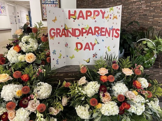 Decorative display for Grandparents Day with flowers