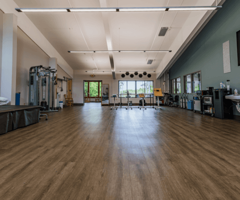 Bright and spacious interior of a fitness area