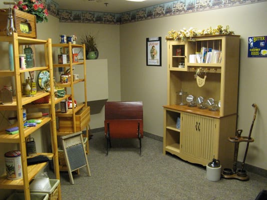 Cozy interior room with shelves and decorations