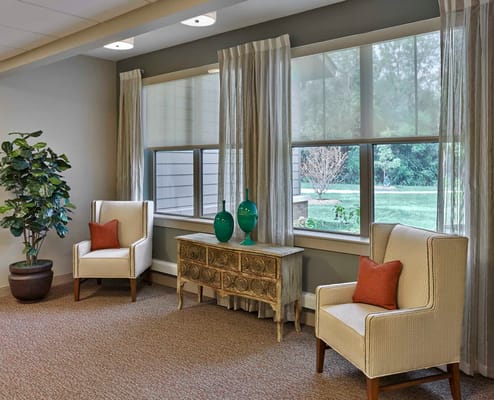 A common area with comfortable seating and natural light