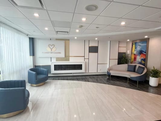 Modern seating area in a senior care facility