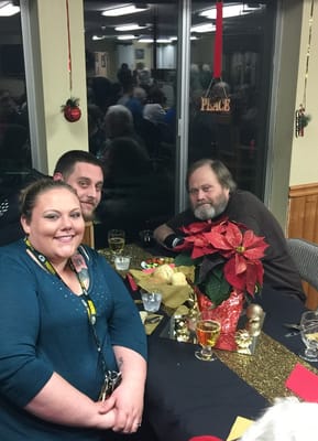 Residents and staff enjoying a festive gathering