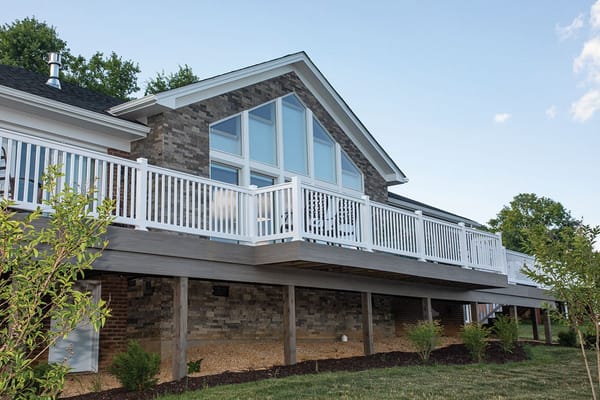 Exterior view of a building with a balcony