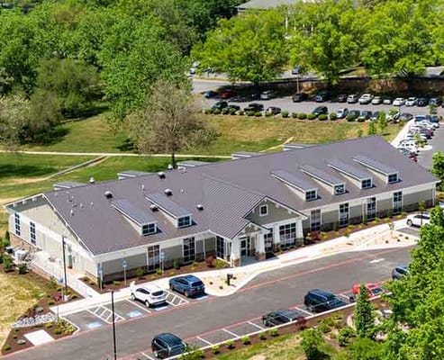 Aerial view of the exterior of Sunnyside Presbyterian Retirement Community