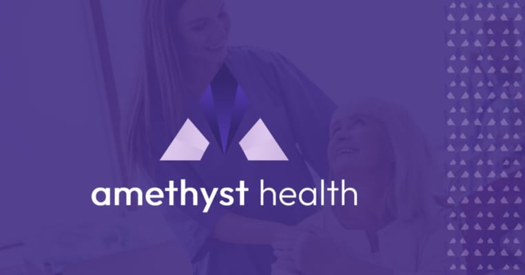 Amethyst Health logo with a healthcare theme
