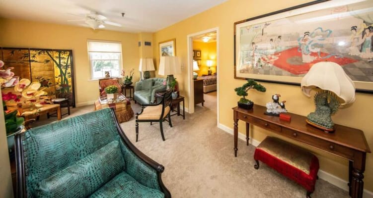 Cozy interior space with seating and decor