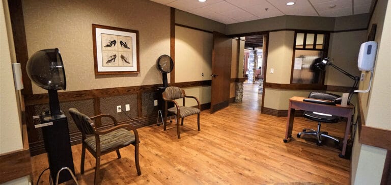 Interior of a hair salon in a senior living facility
