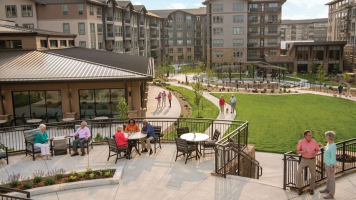 Residents enjoying the outdoor area and gardens