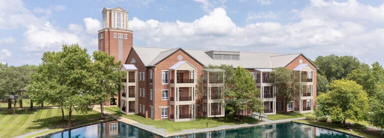 Exterior view of the Broadmead facility with landscaped grounds