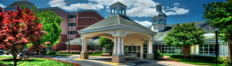 Exterior view of a senior living facility entrance