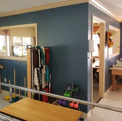 Interior view of a room with exercise equipment
