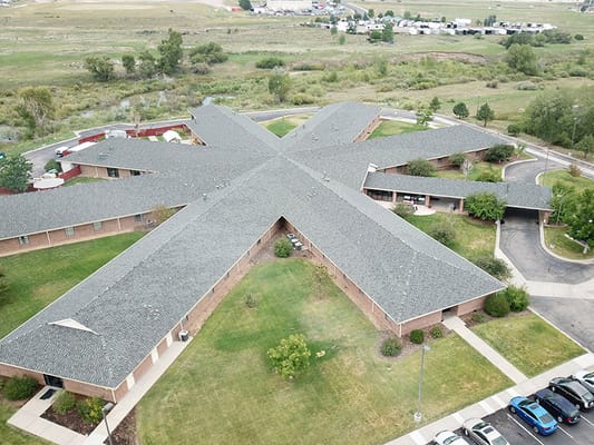 Aerial view of Brookside Inn's campus layout