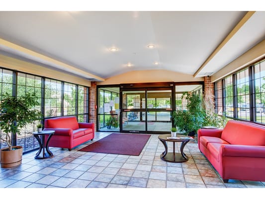 Interior view of a welcoming lobby area with seating