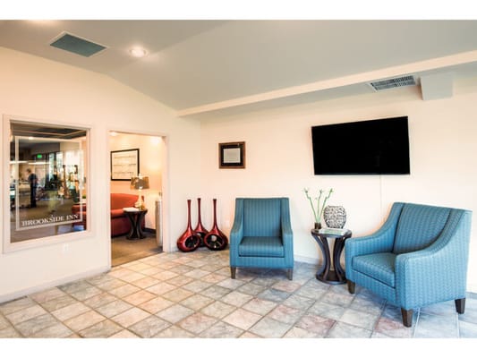 Bright common area with comfortable seating