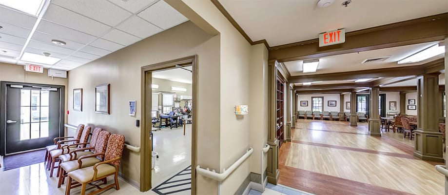 Interior view of a common area and hallway