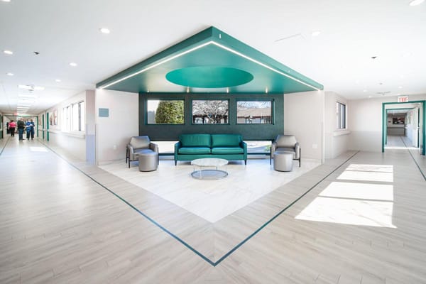 Interior view of a modern lounge area with seating