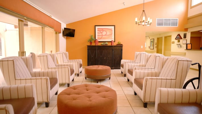Interior common area with chairs and decorative elements