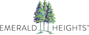 Emerald Heights facility logo with tree graphic