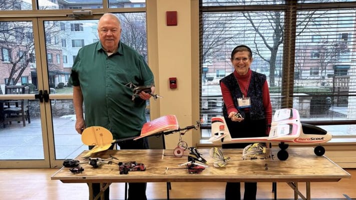 Residents displaying their model aircraft collection