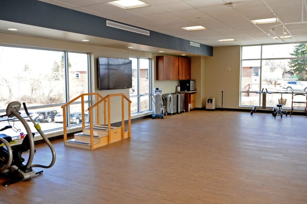 Interior view of a fitness room with equipment