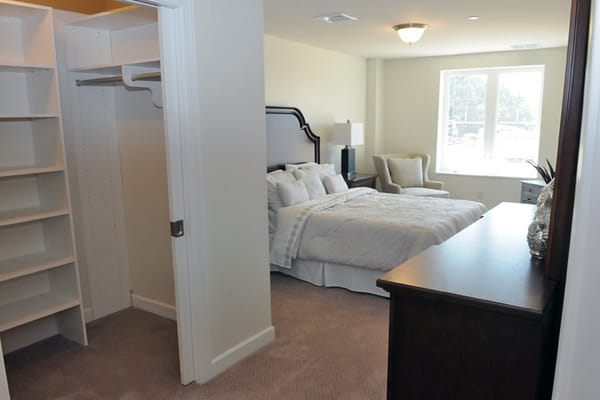 Well-lit interior of a private resident room
