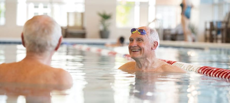 Residents enjoying a swim in the facility's pool