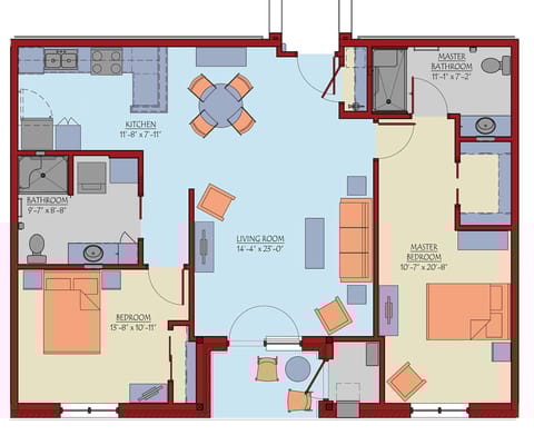 Architectural floor plan of a living unit