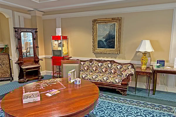 Cozy common area with seating and decor